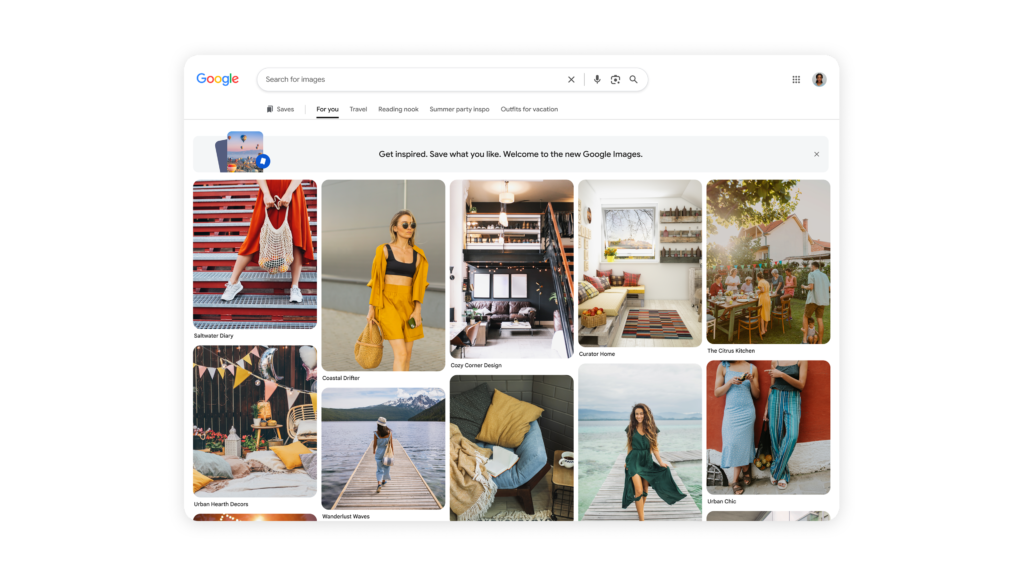 ​The Google Images homepage will recommend photos even before you search 