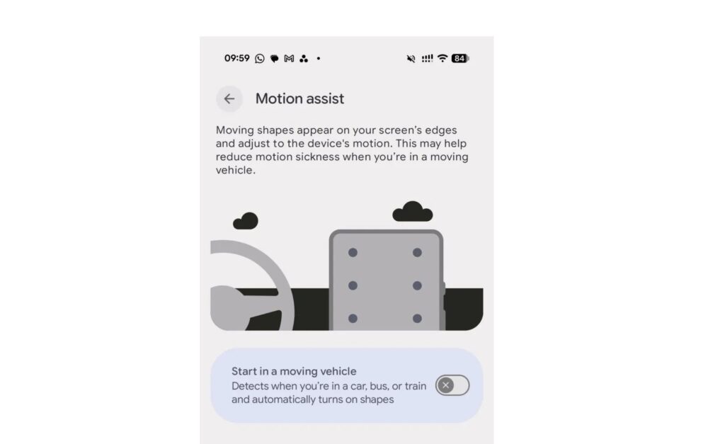​Android is getting its own weird dots to cure car sickness 